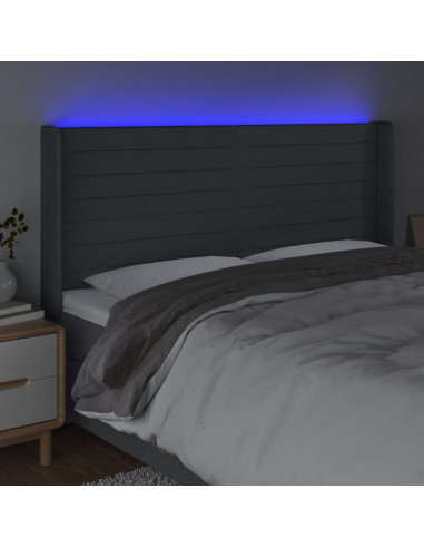 Testiera a LED GrigioScuro 203x16x118/128cm in Tessuto