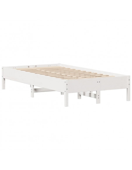 Letto senza Materasso Bianco 75x190 in Legno Massello di Pino