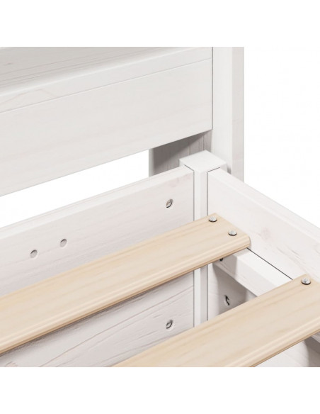 Letto senza Materasso Bianco 75x190 in Legno Massello di Pino