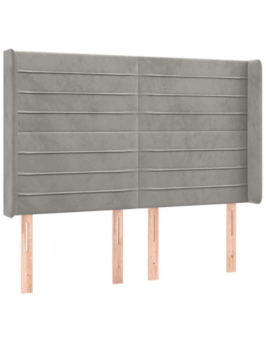 Testiera a LED Grigio Chiaro 147x16x118/128 cm in Velluto