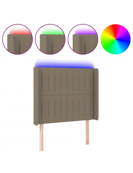 Testiera a LED tortora 93x16x118/128 cm in Tessuto
