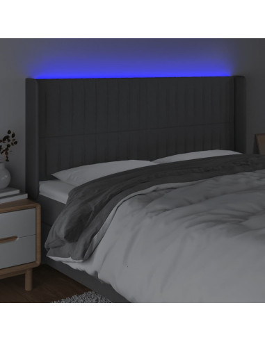 Testiera a LED GrigioScuro 203x16x118/128cm in Tessuto