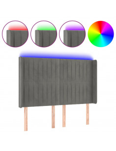 Testiera a LED Grigio Chiaro 147x16x118/128 cm in Velluto 2