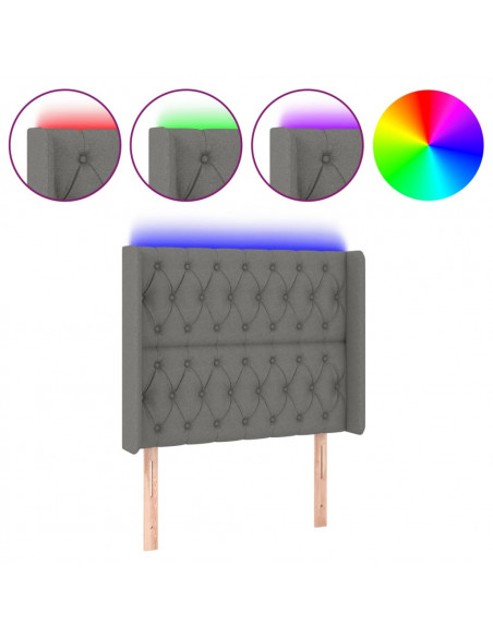 Testiera a LED Grigio Scuro 93x16x118/128 cm in Tessuto