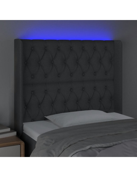 Testiera a LED GrigioScuro 103x16x118/128cm inTessuto