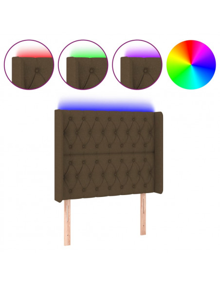 Testiera a LED Marrone Scuro 103x16x118/128 cm in Tessuto