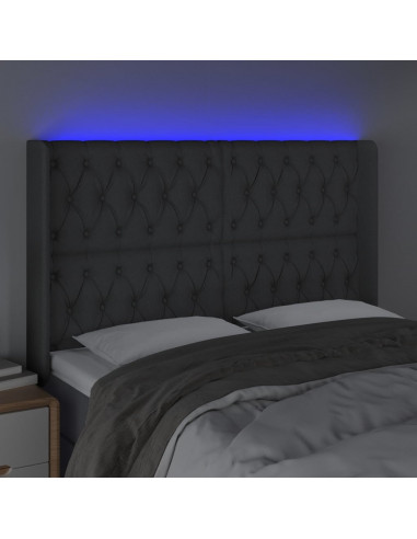 Testiera a LED GrigioScuro 147x16x118/128cm inTessuto