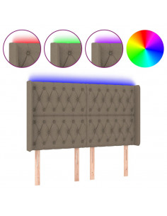 Testiera a LED Tortora 147x16x118/128 cm in Tessuto 2