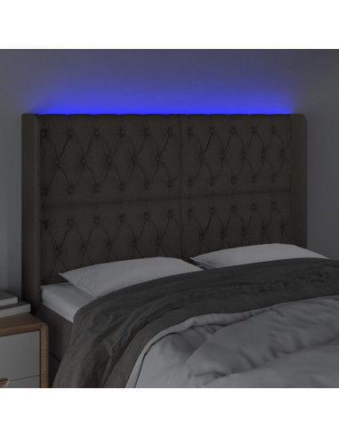 Testiera a LED Tortora 147x16x118/128 cm in Tessuto