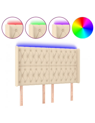 Testiera a LED Crema 147x16x118/128 cm in Tessuto