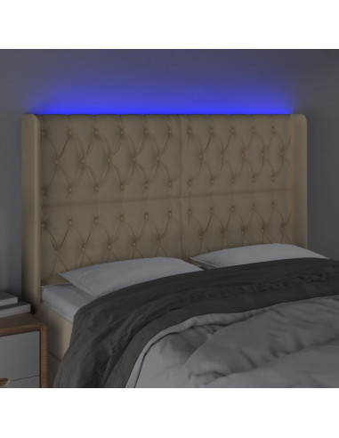 Testiera a LED Crema 147x16x118/128 cm in Tessuto