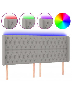 Testiera a LED Grigio Chiaro 203x16x118/128 cm in Tessuto 2