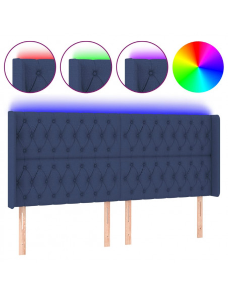 Testiera a LED Blu 203x16x118/128 cm in Tessuto