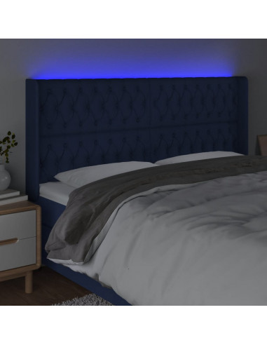 Testiera a LED Blu 203x16x118/128 cm in Tessuto