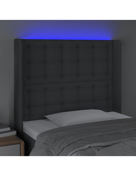 Testiera a LED GrigioScuro 103x16x118/128cm inTessuto
