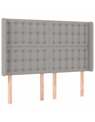 Testiera a LED Grigio Chiaro 147x16x118/128 cm in Tessuto