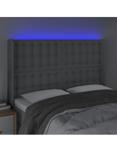 Testiera a LED Grigio Chiaro 147x16x118/128 cm in Tessuto