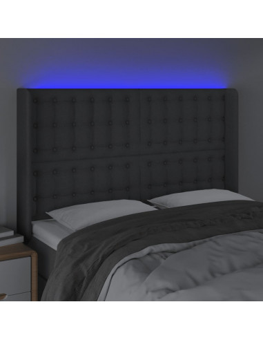 Testiera a LED GrigioScuro 147x16x118/128cm inTessuto