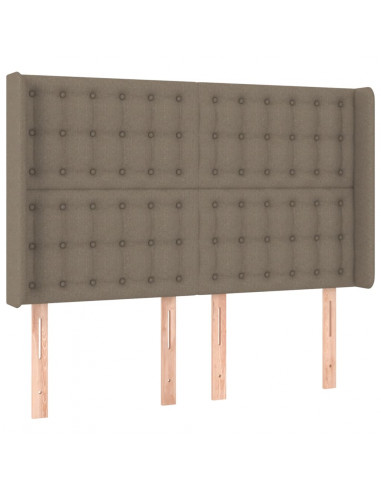 Testiera a LED Tortora 147x16x118/128 cm in Tessuto