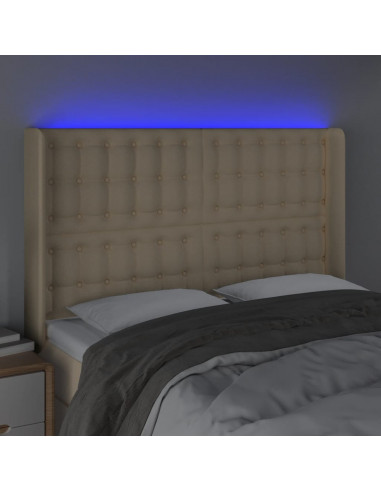 Testiera a LED Crema 147x16x118/128 cm in Tessuto