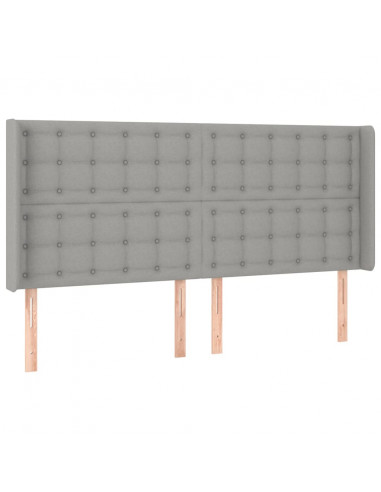 Testiera a LED Grigio Chiaro 163x16x118/128 cm in Tessuto