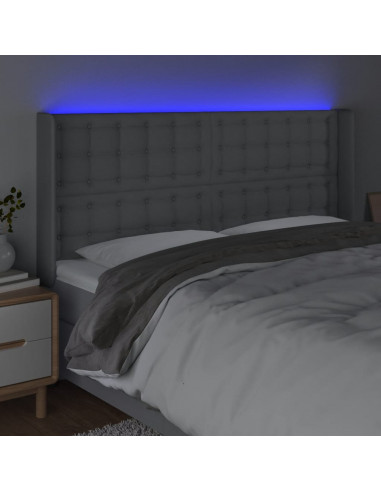 Testiera a LED Grigio Chiaro 163x16x118/128 cm in Tessuto