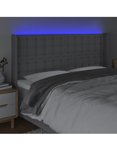 Testiera a LED Grigio Chiaro 203x16x118/128 cm in Tessuto