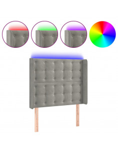 Testiera a LED Grigio Chiaro 83x16x118/128 cm in Velluto 2