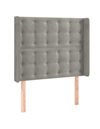 Testiera a LED Grigio Chiaro 83x16x118/128 cm in Velluto