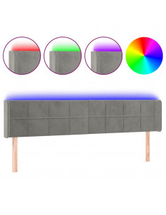 Testiera a LED Grigio Chiaro 183x16x78/88 cm in Velluto 2
