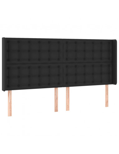 Testiera a LED Nera 203x16x118/128 cm in Similpelle