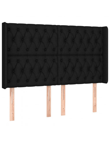 Testiera a LED Nera 147x16x118/128 cm in Tessuto