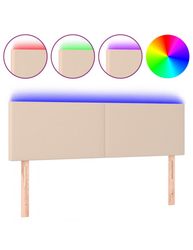 Testiera Cappuccino a LED 144x5x78/88 cm in Similpelle