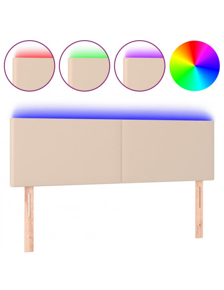 Testiera Cappuccino a LED 144x5x78/88 cm in Similpelle