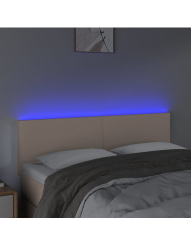 Testiera Cappuccino a LED 144x5x78/88 cm in Similpelle