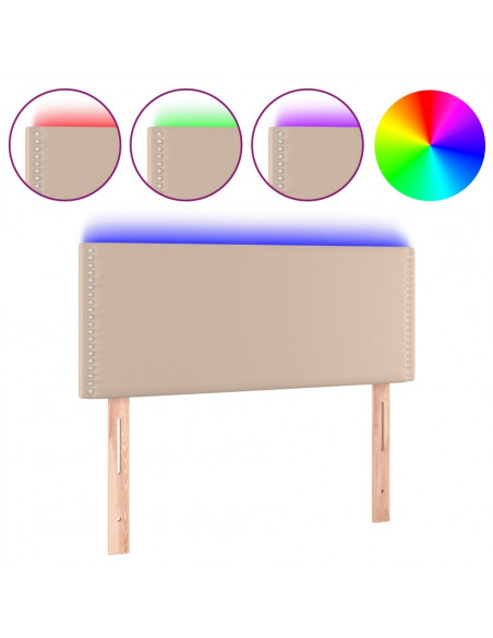 Testiera Cappuccino a LED 90x5x78/88 cm in Similpelle