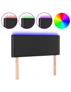 Testiera Nera a LED 100x5x78/88 cm in Similpelle 2