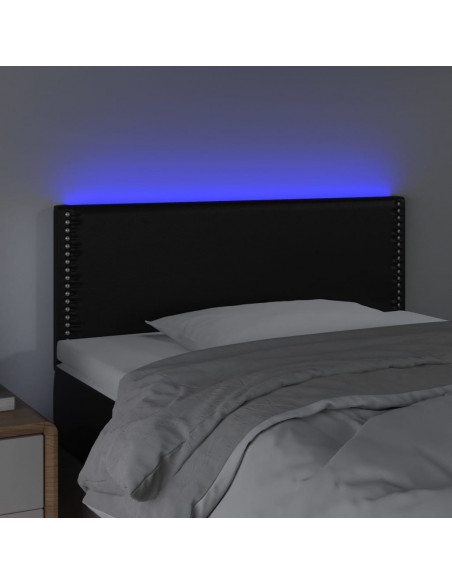 Testiera Nera a LED 100x5x78/88 cm in Similpelle
