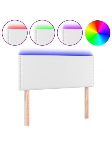 Testiera Bianco a LED 100x5x78/88 cm in Similpelle