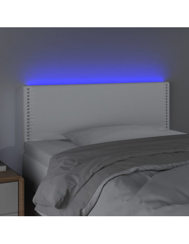 Testiera Bianco a LED 100x5x78/88 cm in Similpelle