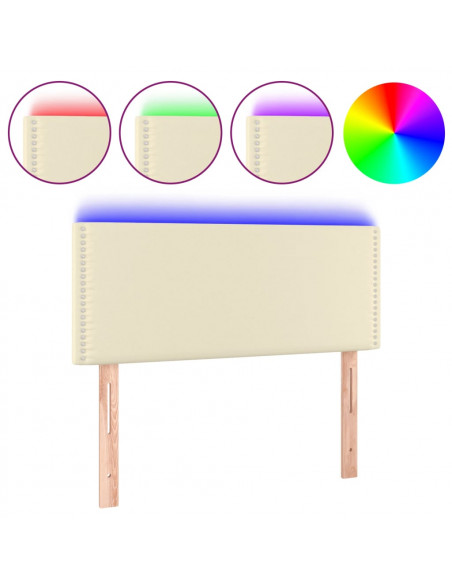 Testiera Crema a LED 100x5x78/88 cm in Similpelle