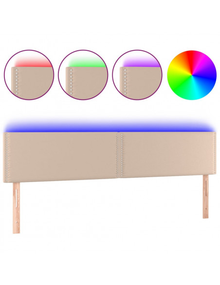 Testiera Cappuccino a LED 200x5x78/88 cm in Similpelle