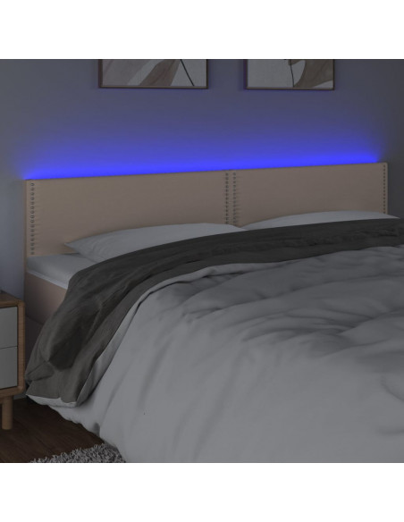 Testiera Cappuccino a LED 200x5x78/88 cm in Similpelle
