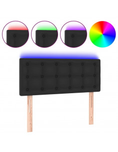 Testiera Nero a LED 90x5x78/88 cm in Similpelle 2