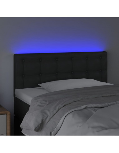 Testiera Nero a LED 90x5x78/88 cm in Similpelle