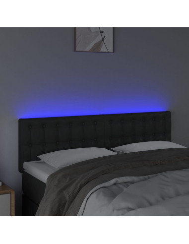 Testiera a LED Nera 144x5x78/88 cm in Similpelle