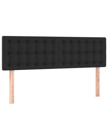 Testiera a LED Nera 144x5x78/88 cm in Similpelle