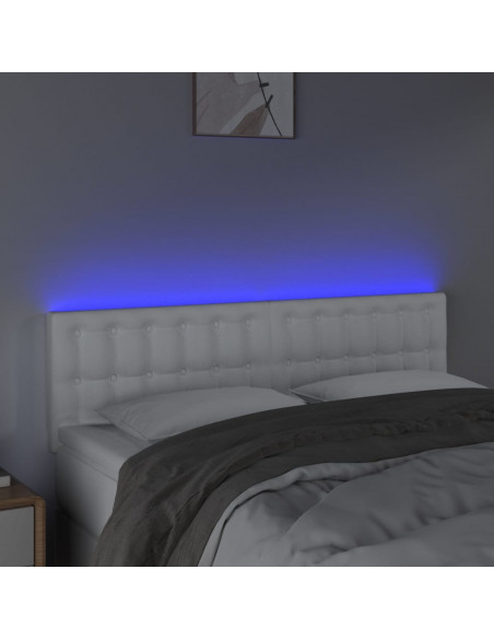 Testiera Bianca a LED 144x5x78/88 cm in Similpelle