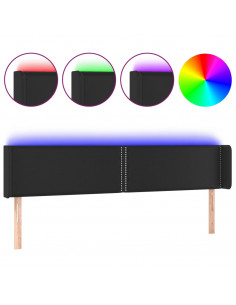 Testiera a LED Nera 163x16x78/88 cm in Similpelle 2