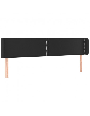 Testiera a LED Nera 163x16x78/88 cm in Similpelle